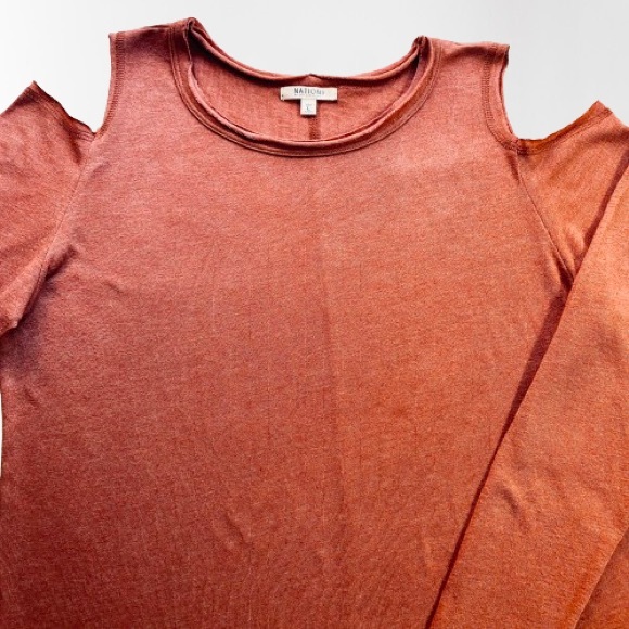 Nation LTD Cold Shoulder Long Sleeve Pink Top - Picture 3 of 7